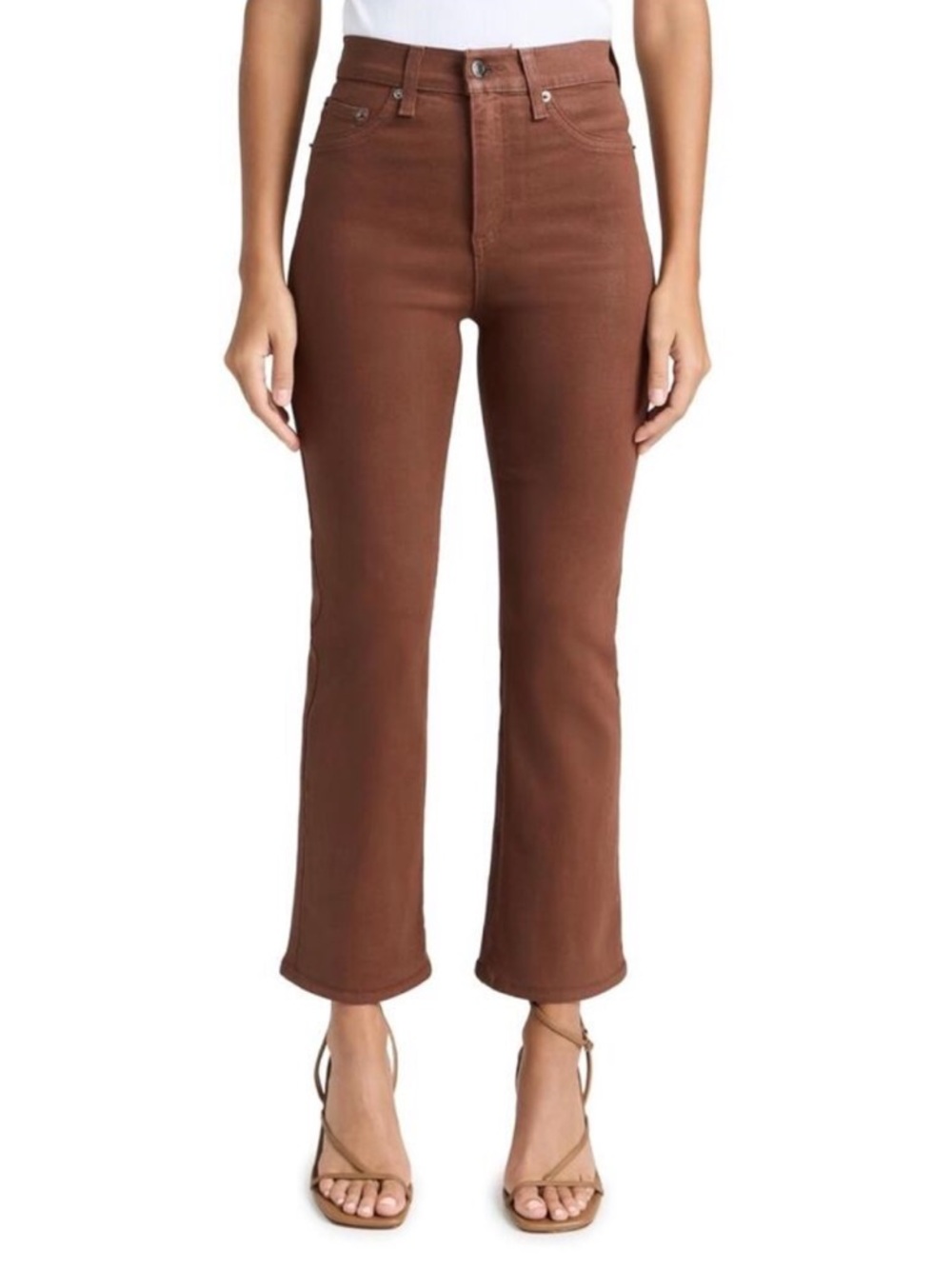 NWT PISTOLA LENNON BOOT CUT HIGH RISE JEANS 24 COATED SADDLE BROWN NWT